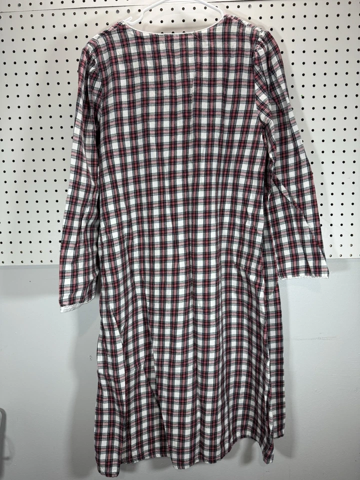 Camisón de franela a cuadros Aria para mujer grande rojo negro blanco ribete de encaje Y2K Foto 3 de 4