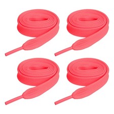 2 Pairs Flat Shoe Laces 2/5" x 31" Polyester Sneaker Shoestring, Neon Red