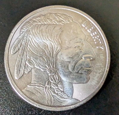 1 oz Silver Round Buffalo Design .999 Fine Silver Elemental Cut