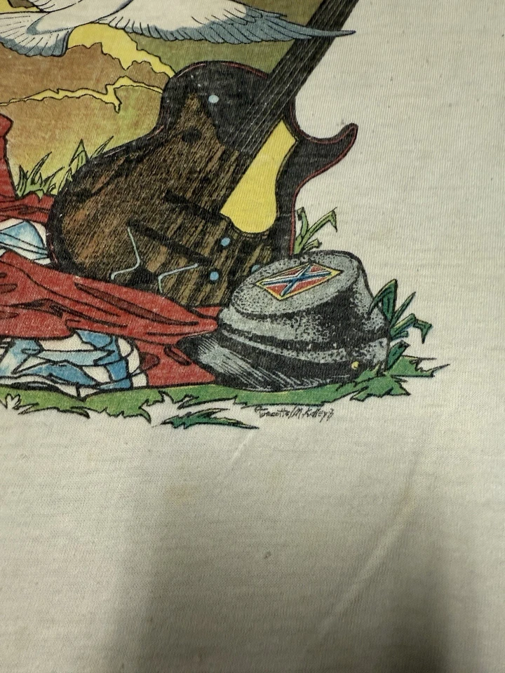 Camisa de Colección 1977 Lynyrd Skynyrd Gira de Verano Raglán Hombres Grande Blanca Roca MARCADA Foto 3 de 4