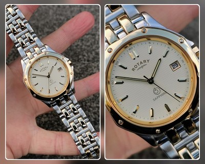 Rotary MONZA Uhr von 1999, Saphirglas, Datum, bicolor Edelstahl, boxed