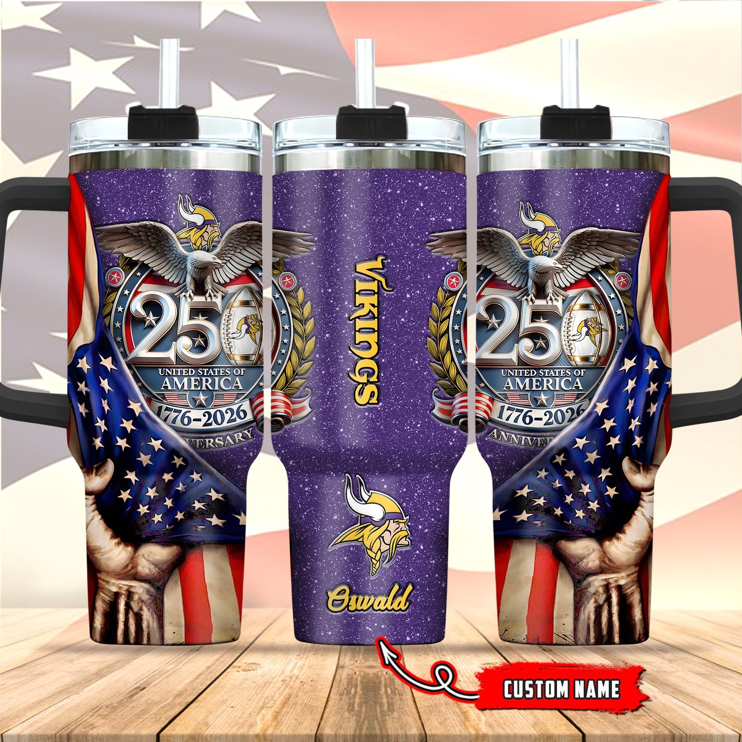 Minnesota-Vikings Stanley 40oz Stainless Steel H2.0 Flowstate Quencher Tumbler