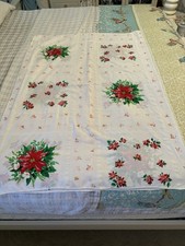 Beautiful Christmas Poinsettia Rectangle Tablecloth 70 x49.5 /100 Cotton/Nice