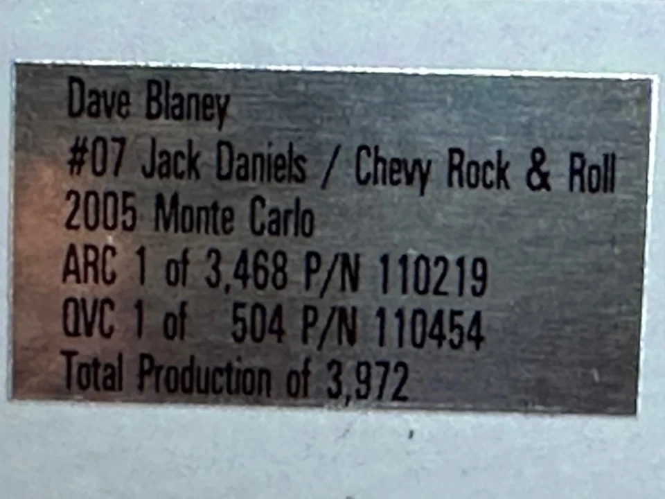 Action 1/24 Dave Blaney #07 Jack Daniels/Drive by Truckers 1/3468 - Image 3 of 4