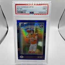 Panini Donruss Optic Rated Rookie Bo Nix #209 Blue Hyper Prizm PSA 9