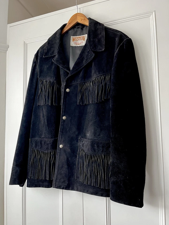 Schott Western Jacket Fringe Tassel 42 Black - Image 3 of 4