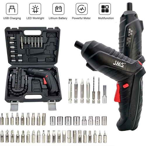 3.6V Cordless Electric Screwdriver Set Rechargeable 3Nm Screw Gun with LED Light