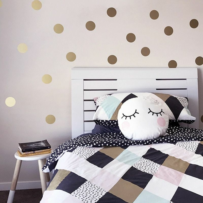 Gold Polka Dots Room Living Decor Home Wall Stickers Children Ho