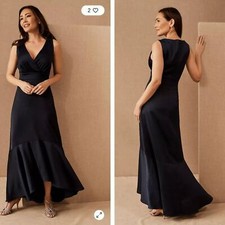 BHLDN Fairbanks Satin Dress Navy