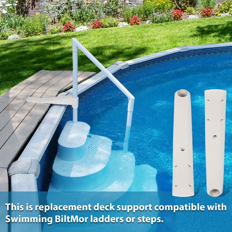 Ladder Deck Mounted Step Swimming Pool Fits Above Ground Drop-In White ...