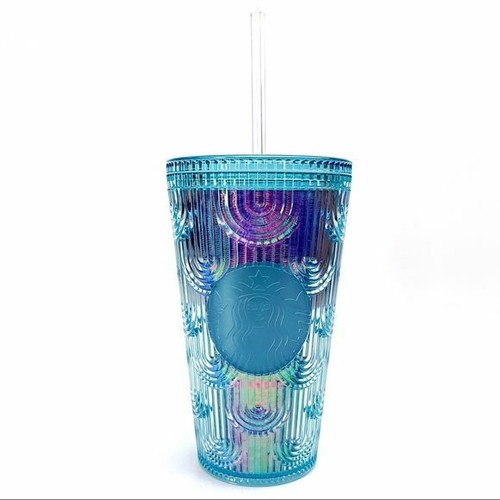 NWT New Starbucks Iridescent Art Deco Tumbler Travel Cold Cup Grande 16 