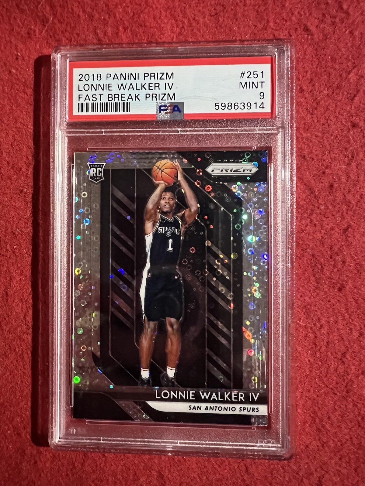 2018-19 Prizm Lonnie Walker IV RC Fast Break Prizm #251 PSA 9