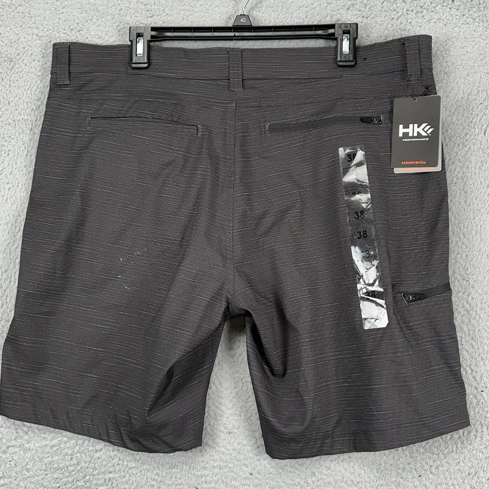 Pantalones Cortos Carga Hawke Co. Performance Para Hombres 38 Rayas Grises Frente Plano Elastizados NUEVO Foto 3 de 4