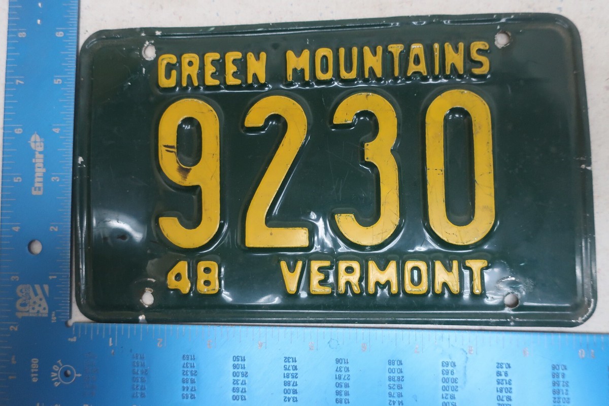 Vermont License Plate Tag 1948 48 9230 | eBay