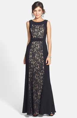 NEW JS COLLECTIONS Ottoman & Lace Scoop Back DRESS GOWN SIZE 6 $348 BLACK |  eBay