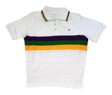 Child Large Mardi Gras Rugby White Purple Green Yellow Knit SS Shirt