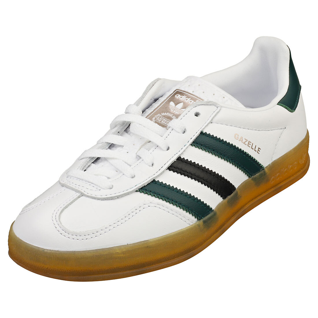 adidas Gazelle Indoor Womens White Green Casual Trainers UK