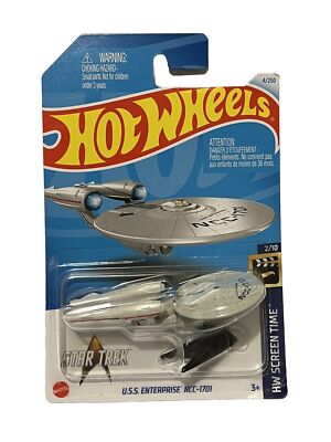 HOT WHEELS U.S.S. ENTERPRISE NCC-1701 4/250 SCREEN TIME 2/1 SILVER BLK STAR TREK