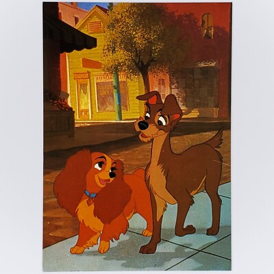 Lady and the Tramp Postcard Disney Vintage Italy Italian Dogs Puppies Love Walk