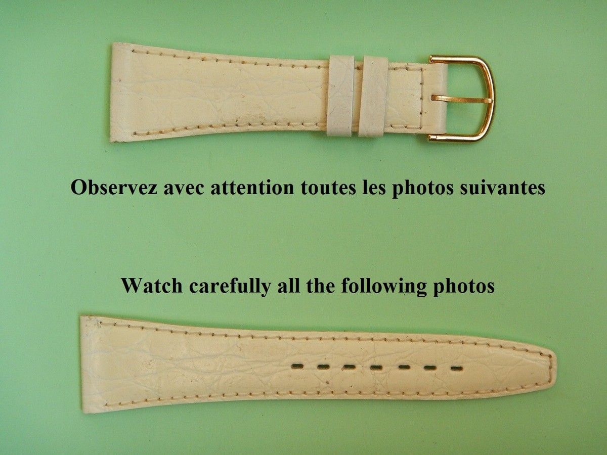Bracelet De Montre En Cuir Véritable - 22 Mm - Vert Lime Texture Croco - Neuf Avec étiquettes