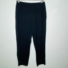 Soma Pajama Pants Small Black Pockets Stretchy Loungewear Lace Trim On Hem