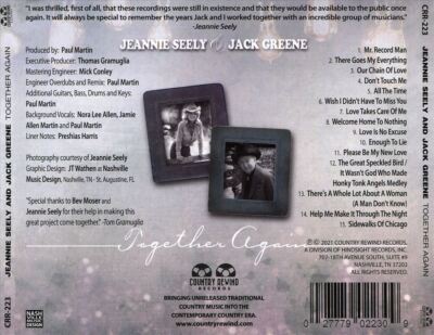 JEANNIE SEELY/JACK GREENE TOGETHER AGAIN NEW CD