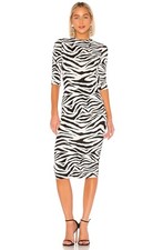 Alice and Olivia Delora Fitted Mock Neck Dress In Black and White Size 4