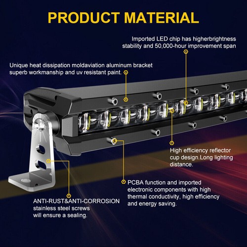 50"inch Slim Single Row Curved 960W LED Light Bar Offroad Driving Truck Boat 52" - Picture 12 of 16
