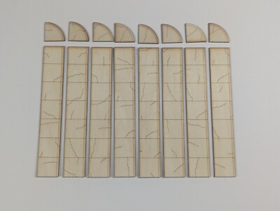 O Scale Old Cracked Sidewalk - 220 Scale Feet 1:48 Laser Cut Wood Layout Scenery