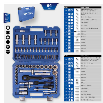 Brilliant Tools  Steckschlüssel-Satz, 94-tlg, 1/4'', 1/2''