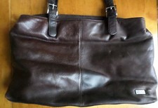 Leather Bag Large Tote Leather Brown Rugged Carryall Purse Stone Mountain Vintag
