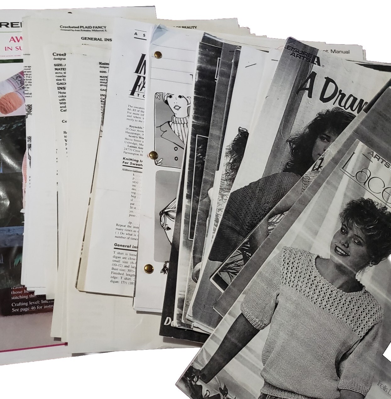 Large Photocopy Mixed Lot - Knit Crochet Pattern Leaflet Copies Afghans Clothes