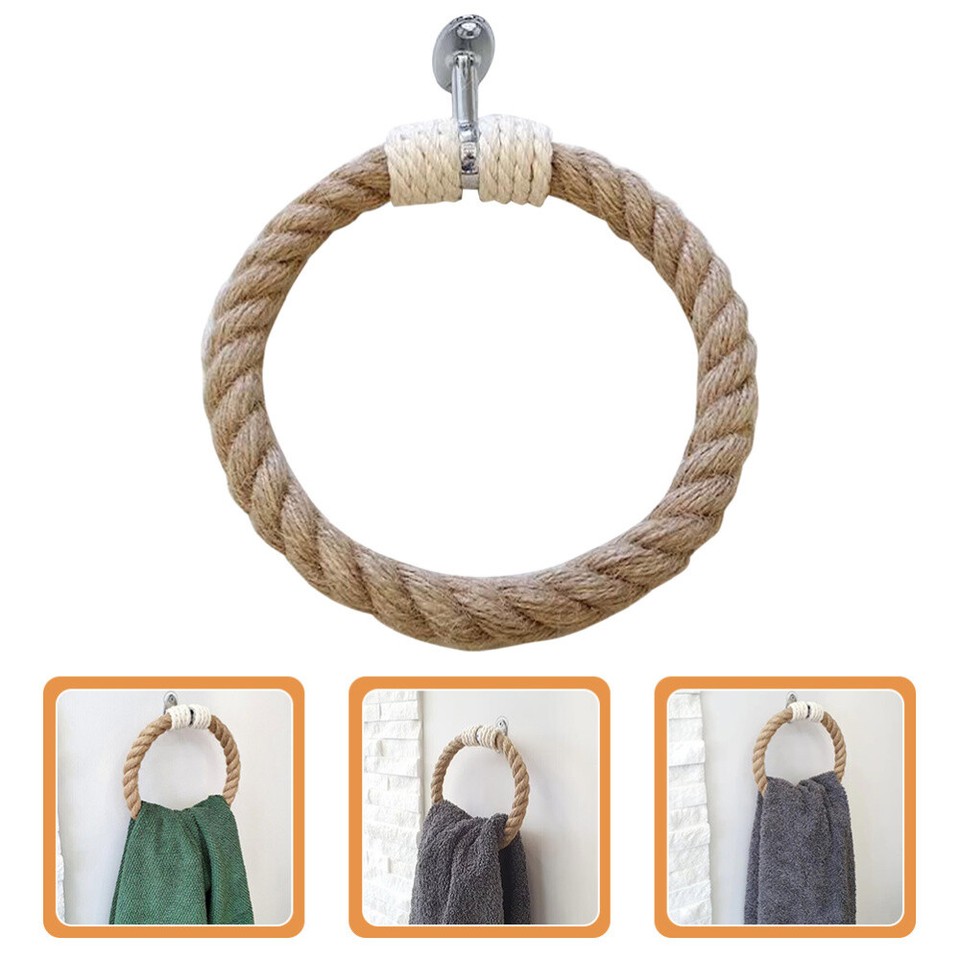 Rustic Towel Rack Jute Toilet Paper Holder Natural Rope Hand Ring eBay