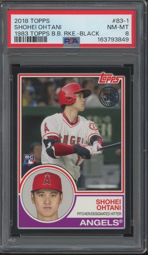 2018 Topps '83 Black #83-1 Shohei Ohtani 12/299 RC Rookie NM-MT PSA 8