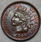 Uncirculated 1909 Indian Head Cent, Attractively Toned w/ Hints of Original Red.