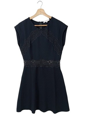 SANDRO Midikleid Damen Kleid Gr. DE 38 schwarz Casual-Look