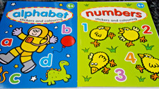 2 x Alphabet & Numbers Stickers Colouring Books by Autumn Publishing. Age 4+.