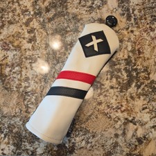 Majek Retro Golf X Fairway Wood Headcover White Red Black Vintage Leather Style