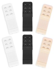JELIEE 6 PCS Women's Bra Extenders 2 Hook 3 3.75" x 1.26", Black,white,beige