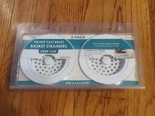 NEW 2-Pk PLUMB WORKS 679-0154 Deluxe Cast Brass BASKET STRAINERS Deep Cup WHITE