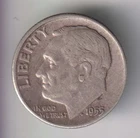 1955-D ROOSEVELT DIME 10¢ DENVER 90% SILVER COIN UNITED STATES MINT