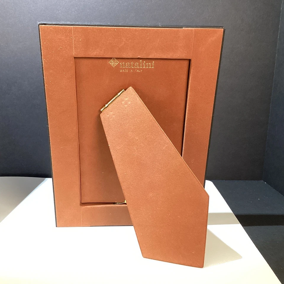 2 NATALINI handcrafted Italian wood marquetry picture frames 4x6 Photo in black  - Image 4 of 4