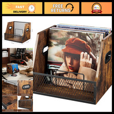 Vinyl Record Storage Crate - Wooden Album Holder with Dividers for 60 Records 