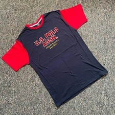 US Polo Assn Graphic T Shirt Mens XL Navy Blue Red Colorblock Cotton Tee