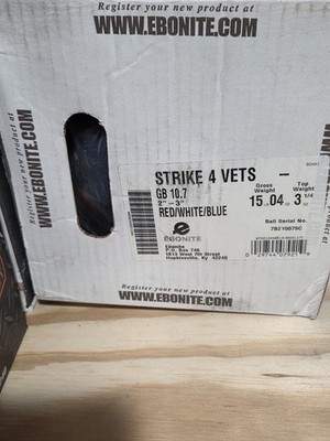New Ebonite Strike For Vets Red White And Blue Specialty Ball 15lbs