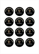 12 Personalised Guinness Birthday Cake Cupcake Topper Edible Icing Sheet A4