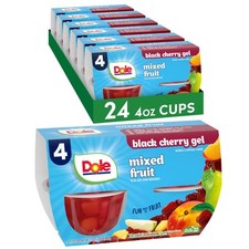 Dole Mixed Fruit Cups in Black Cherry Gel Healthy Snack Gluten Free 24 Cups