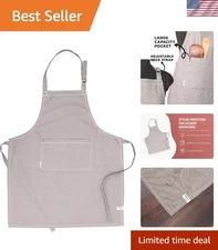 Adjustable Women's Cotton Chef Apron with Dual Pockets - Stylish & Durable