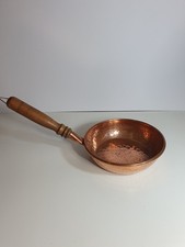 Vintage 9" Hammered Copper Frying skillet Pan With Wooden Handle