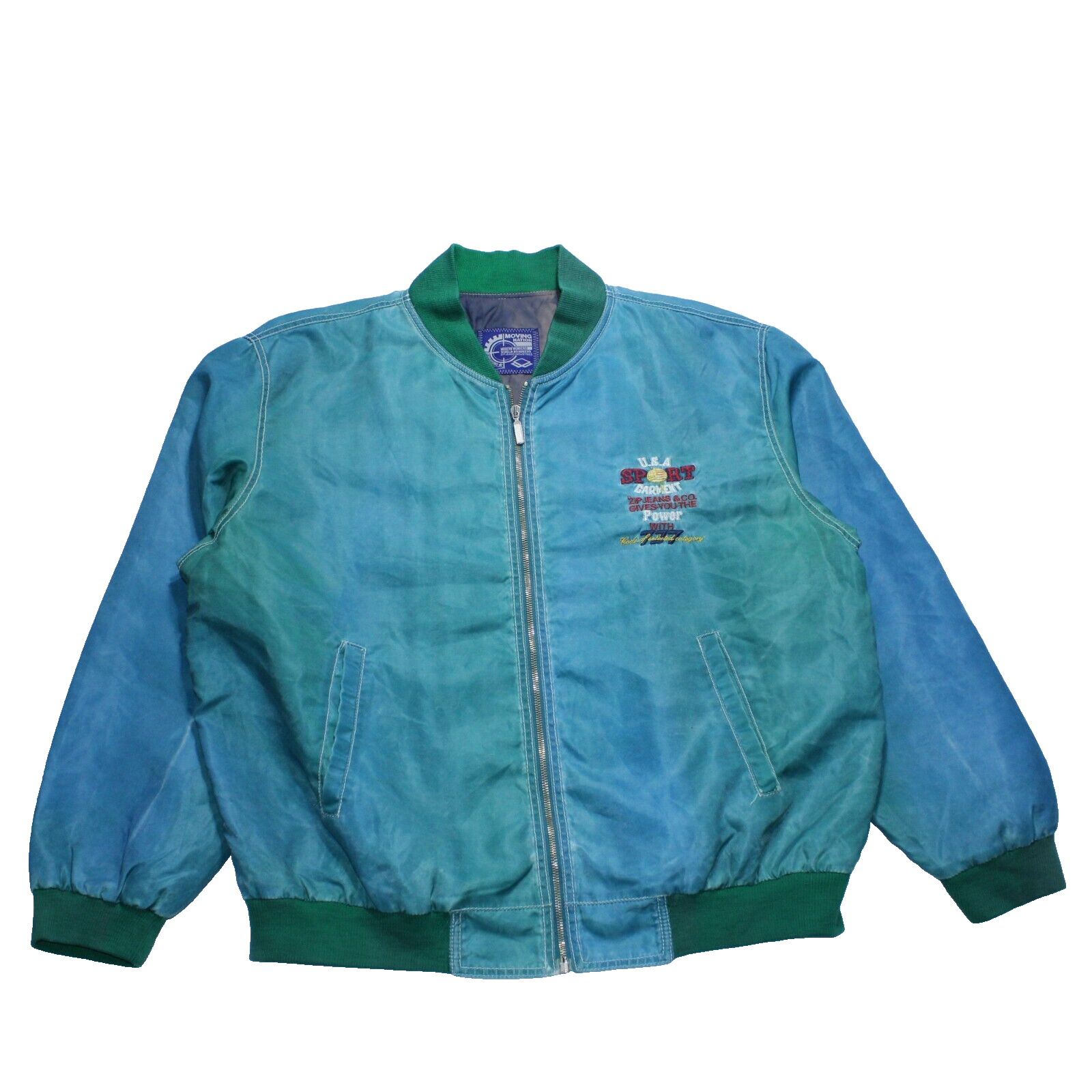 Vintage 90s Tie Dye Embroidered Zip Up Jacket by Zip Jeans & Co Mens XL USA Sport